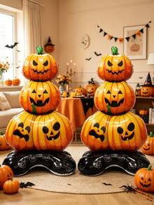 1/2 Stück stehende Halloween-Kürbis-Folienballons, perfekt für Halloween-Hausparty, Halloween-Party-Dekoration, Outdoor- und Gartendekoration, Gemeinschaftsveranstaltungen und andere Feiertagsfeiern - Übersicht 1