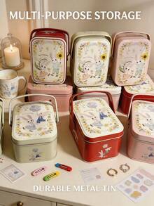 1pc/3pcs/Random Tin Box Festive Gift Box Wedding Candy Jar Wedding Favor Box Party Gift Packaging Easter Halloween Christmas Holiday Gift Box Souvenir Box Small Gift Jewelry Headwear Storage Box - Multicolor - View 3