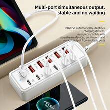 12口USB快速充電站 - 6個Type-C PD + 6個USB-A接口，單口最高25W，緊湊設計，高速充電，適用於筆記本電腦/平板電腦/多台設備，工作空間電源中心，為科技愛好者設計，12口USB快速充電站 – 6個Type-C PD接口和6個USB-A接口，適用於平板電腦/多台設備。具有緊湊設計、高速充電和USB適配器工作空間電源中心。科技必需品 - 查看 9