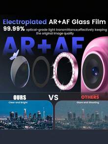 MIGAE 3pcs/Pack - Rose Pink 16/16 Plus Camera Lens Protector, 9H Tempered Glass Camera Cover Screen Protector, High Definition Transparent, With Independent Metal Ring, Compatible With IPhone 16 6.1 Inch/16 Plus 6.7 Inch, Compatible With Phone Case, Phone Accessories - Hot Pink - View 3