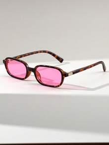 Women's Small Rectangular PC Material Glasses, 1 Pair, Multi-Functional Vintage Style, Suitable For Street And Fashion Runway - Multicolor - View 1