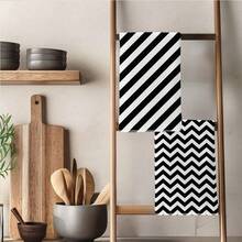 2 Stück Küchentücher, schwarz-weiß gestreiftes Muster, modernes minimalistisches 40*60cm rechteckiges weiches Mikrofaser Küchentuch, Geschirrtuch, Tischdecke, Handtuch, Küchendekoration, Einweihungsgeschenk für Nachbarn, Küchenserviette und Geschirrtuch, Heimdekoration, Geschenk, Küchen- und Badezimmerbedarf, Haushaltsartikel - Schwarz und Weiss - Übersicht 9