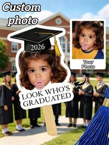Custom Vintage Childhood Photo Graduation Fan, Personalized Graduation Gift, 2026 High School Graduate Best Friend Photo Prop, Humorous High School Graduation Keepsake - Multicolor - View 2