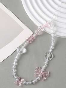 2 piezas Colgante de oso con lazo rosa iridiscente transparente, colgante universal anti-pérdida con cuentas de corazón y flor para bolsa de teléfono (debido al ángulo de disparo y la ampliación, el tamaño real del objeto puede diferir ligeramente de la foto) colgante de teléfono, regalo festivo, colgante para tarjetero - Multicolor - Ver 6