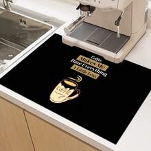 1pc Home Decor Coffee Pattern Printed Dish Drying Mat, Espresso Machine Countertop Absorbent Mat, Sink Drain Mat, Kitchen & Bathroom Supplies - Multicolor - View 6