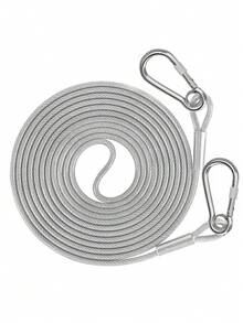 1 Set Tali Jemuran Stainless Steel Portabel untuk Mencuci Pakaian di Dalam/Luar Ruangan, Aksesori Berkemah, Kamar Mandi dan Asrama Pilihan Ideal - Tali Anjing - Serbaguna, Tali Kawat Baja Galvanis - Ketebalan 2mm - MultiWarna - View 9