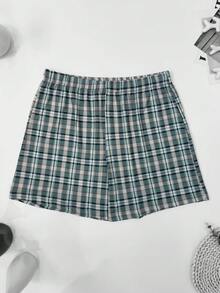 3件組男士薄款格紋印花彈性舒適四角內褲，透氣腰帶短褲，多色套裝，長款睡褲 - 彩色 - 查看 4