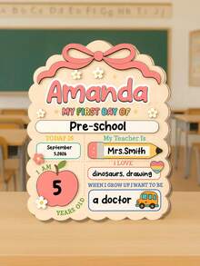 Personalized First Day Of School Sign, Customizable Text Photo Prop, Writable Back To School Photo Prop, First Day Of School Commemorative Board, Suit - Multicolor - View 16