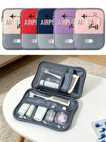 Portable Camping Medicine Bag, Portable Medical Kit With "AIRPLANE" And Pill Pattern, Compact First Aid Kit, Suitable For Travel And Home Portable Storage Bag, Small Medicine Bag, Convenient Medical Kit, Emergency Kit, Multiple Colors Available, Suitable For Daily/Outdoor/Travel, Essential Medical Accessory For Health-Conscious People And On-The-Go Use, Daily Health Management Organizer - Multicolor - View 2