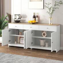 White Sideboard With Wood Grain Finish - Living Room Or Dining Room - 白色 - 查看 4