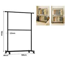 Black & White Rolling Clothing Rack, Double Rod Garment Rack With Wheels, Freestanding Metal Clothes Rail With Bottom Shelf, Heavy Duty Clothing Rack, Portable Clothes Rack, Mobile Garment Rack For Hanging Clothes, Bedroom Wardrobe Organizer - View 15