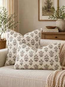1pc Vintage Floral Cushion Covers, Modern Country-Style Printed Decorative Cushion Covers, Suitable For Sofas, Beds, And Living Rooms - Light Brown - View 4