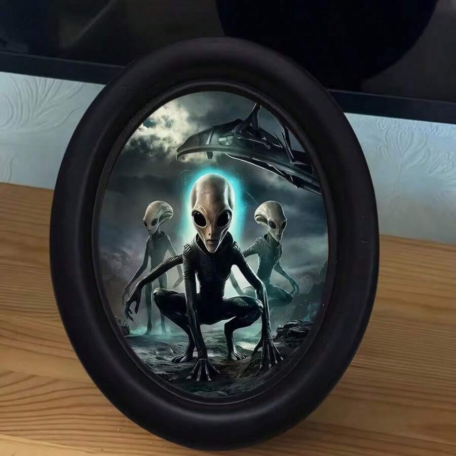 1pc Black Gothic Vintage Oval Photo Frame, Handmade Craft Artwork, Perfect For Home Office And Holiday Decor, Ideal Gift For Collectors, No Drilling Required