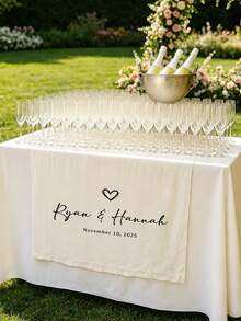 Customized Wedding Head Table Decor, Wedding Reception Tablecloth, Customized Wedding Tablecloth, Personalized Host And Guest Name Placards - Multicolor - View 9