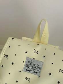1 pieza Mochila con solapa y cordón con patrón de estrella/lazo, mochila de gran capacidad para uso diario, mochila ligera para el campus, accesorio de moda, adecuada para niñas/adolescentes/estudiantes, aplicable para escuela, trabajo, uso diario, viajes - Multicolor - Ver 13