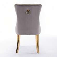 Set Of 2 65 Cm Dining Chairs In Velvet For Kitchen And Dining Room - Grey - View 6