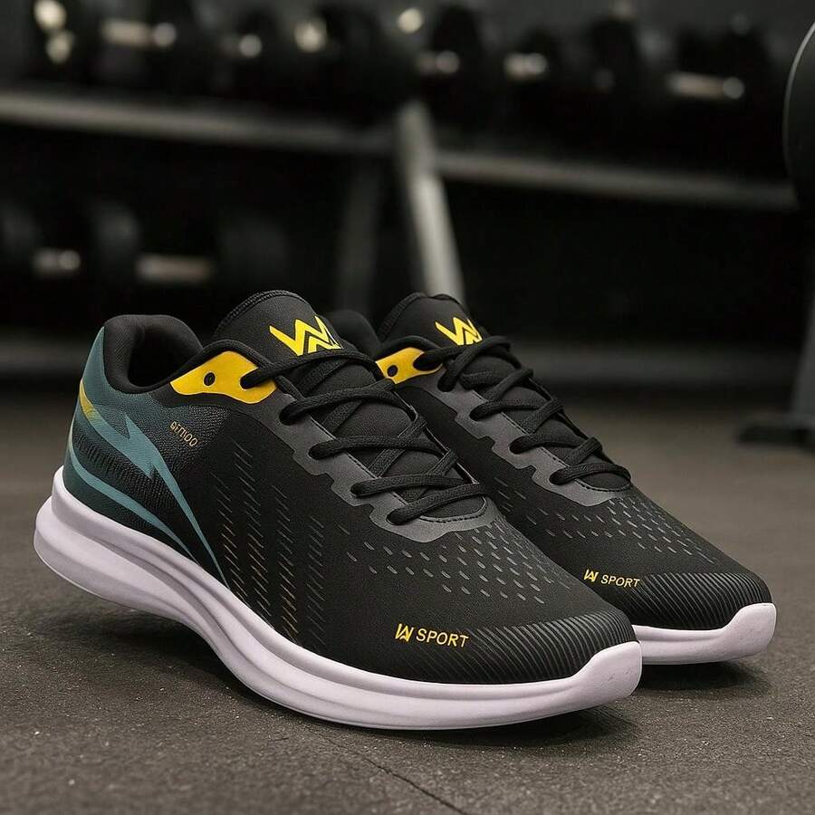 Tenis Para Atividades Fisicas Super Leve - Preto/Azul - Visão 1