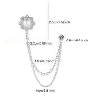 1pc Fashionable Elegant Rhinestone Flower Brooch With Double Layer Metal Chain Lapel Pin, Suitable For Business Suits, Banquets, Parties, Weddings, Formal Occasions, Clothing Accessories, Birthday, Holiday, Also Can Be Used As A Gift - Multicolor - View 3