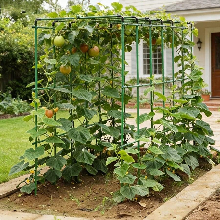 40pcs/Set Green Garden Trellis, Includes 20 Stakes + 10 Connectors + 10 Clips, For Grape, Cucumber, Bean Vine Climbing, Rose Support Pole, Adjustable Height Modular Design, Suitable For Vegetable And Fruit Vine Plants - Stand Combination Kit - View 1
