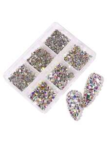 Nueva caja de cristales de diamantes de colores con base plana de varios tamaños para decoración 3D de arte de uñas, strass - Rosa Pálido - Ver 10
