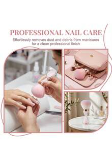 Nail Dust Cleaning Brush With Built-In Powder Holder, Soft Bristle Nail Brush For Acrylic And Gel Nails, Stylish Transparent Handle Manicure Brush, Portable Nail Art Tool For Salon And Home Use - 彩色 - 查看 4