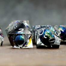 Rotatable Core Longan Dice Set, Sharp Resin Polyhedral D&D Dice, Handmade Role-Playing Game D&D Dice Set D20 D12 D10 D8 D6 D4 - Multicolor - View 2