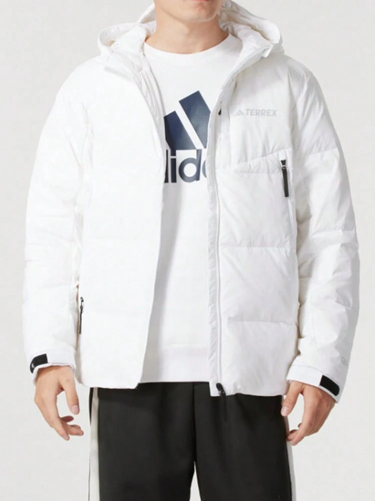 adidas XPLORIC GOOSE DOWN JACKET 戶外防風防水舒適保暖休閒運動羽絨外套外套 男款 白色 - 白色 - 查看 1