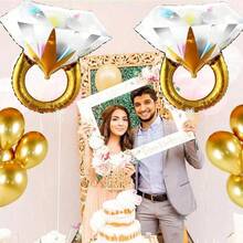 1/3/5pcs Rhinestone Engagement Ring Shaped Aluminum Foil Balloons, Suitable For Wedding, Engagement, Bridal Shower Party Supplies - Diamond Ring - View 3
