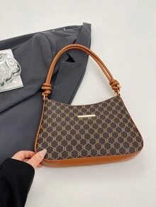 Large Capacity Versatile Women's Monogram Shoulder Bag 2026 Spring New Underarm Bag Wholesale - Coffee - View 8