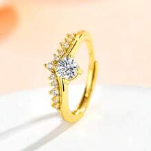 1 pieza Anillo versátil de diseño de nicho, anillo de trébol abierto hueco de alta gama - anillo de corona - Ver 5