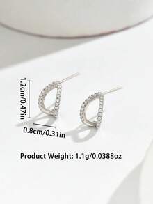 Minimalist Geometric Full Rhinestone Stud Earrings, Elegant Versatile Commuter Style - Earrings 1343 - View 2