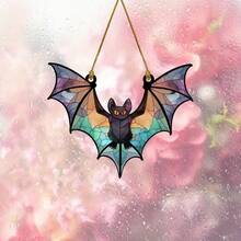 Bohemian Style Bat Window Decor - Colorful Glass Style Acrylic Dreamcatcher, Colorful Bats With Black Branches - Indoor/Outdoor Gothic Home Garden Decoration, Easy To Hang, Outdoor Decor, Halloween Decoration - J642 - View 11