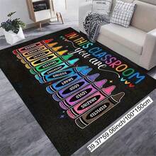 Alfombra infantil con divertidos patrones 3D de dinosaurios y letras en inglés, permite que los niños aprendan letras mientras juegan, combina la función de educación temprana. Lavable a máquina, fácil cuidado diario. Tela suave y duradera, adecuada para dormitorio, sala de estar, pasillo, área de mesa de café, porche y otras escenas interiores/exteriores - Negro - Ver 5