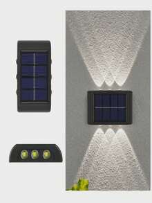 2/1 pièce Lampe murale solaire, Lampe de terrasse extérieure 6 LED, Lampe murale, Convient pour la cour, la rue, la clôture, le garage, le jardin, Décoration parfaite - Noir - Voir 15