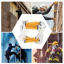 YUNRUX Fire Escape Ladder With 2 Carabiners, Rope Ladder, Fireproof Rescue Ladder 12m Up To 200KG - C - 查看 10
