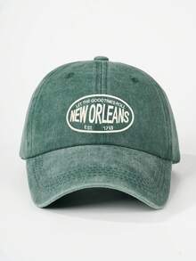 1/2件 多色復古字母 NEW ORLEANS 3D刺繡水洗柔軟頂棒球帽，適合街頭運動、戶外及日常使用 - 彩色 - 查看 3