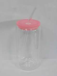 1 pièce Chope à bière en verre transparent avec paille, tasse à café glacé, jolie tasse à eau, convient pour le whisky, le soda, le thé, l'eau, fournitures scolaires - Multicolore - Voir 10