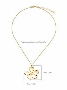 1pc French Vintage Stainless Steel 18K Gold Plated Exaggerated Polished Metal Large Flower Pendant Necklace Choker Suitable For Women Party Gift - Gold - View 4