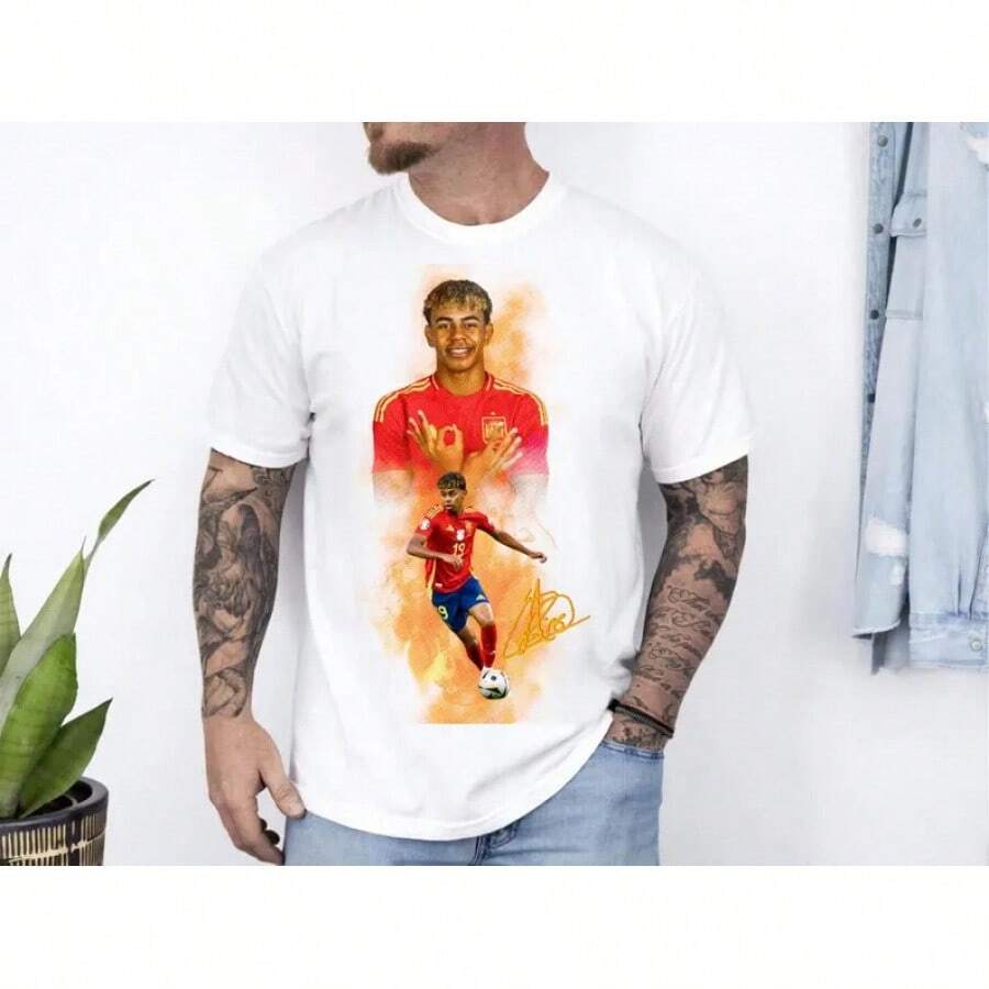 Camiseta de Hombre con Gráfico Vintage del Jugador de Fútbol Español - Blanco - Ver 1