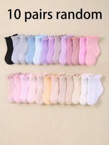 10/20 pares de calcetines de bebé de media pantorrilla en colores caramelo con volantes y alta elasticidad, calcetines para niñas pequeñas para caminar y correr en la escuela, calcetines suaves, transpirables, elásticos y que no aprietan para uso diario, de 0 a 36 meses, para todas las estaciones y para la vuelta al cole, calcetines para bebés, calcetines para niñas, calcetines para niños pequeños, calcetines de media pantorrilla, calcetines con volantes, regalo para la vuelta al cole, regalo para recién nacidos, imprescindible para revelar el del bebé. - Multicolor - Ver 7