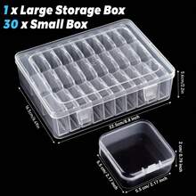 1pc Transparent Divided Storage Box With Removable Sealed Small Containers, Thickened Plastic Visible Dust-Proof And Moisture-Proof, With Handle For Easy Movement, Can Store Jewelry, Hardware, Dried Goods, Desktop Clutter, Home And Office Organization Essential - Multicolor - View 5