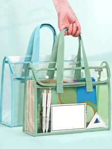 Seka Paul Large Capacity Portable Transparent Folder, Embedded File Storage Bag, PVC Self-Adhesive File Bag, Suitable For Office And Study, Back To School Gift - Multicolor - View 2