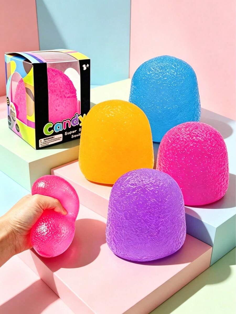 1PC Random Color Gummy Candy Shaped Squeeze Stress Relief Accessory, Soft TPR Jelly-Like Slow Rebound Squishy, Portable Relax Gadget, Cute Desktop Ornament, Ideal Holiday & Back To School Present For Teens And Adults