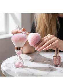 Nail Dust Cleaning Brush With Built-In Powder Holder, Soft Bristle Nail Brush For Acrylic And Gel Nails, Stylish Transparent Handle Manicure Brush, Portable Nail Art Tool For Salon And Home Use - 彩色 - 查看 1