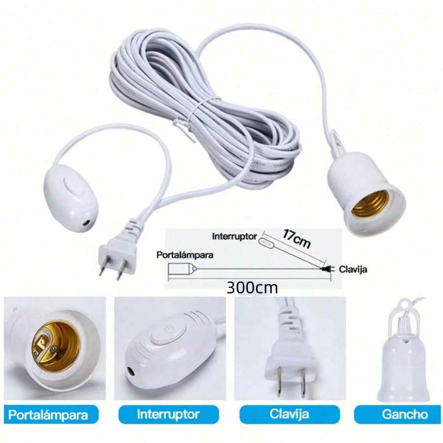 3 Meter Extension Cord With Socket For Light Bulb