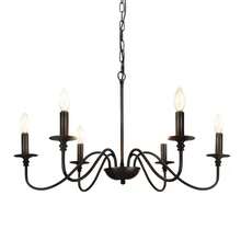 Farmhouse Chandelier For Dining Room: 6-Light Black Industrial Kitchen Island Pendant Light Fixture - Rustic Candle Chandeliers Vintage Modern Hanging Ceiling Lamp For Bedroom Foyer - 6-head Candlestick Chandelier - View 8
