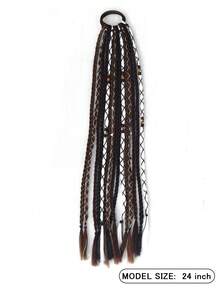 24 Inch 15-Strand Bohemian Style Braided Ponytail Wig, Handmade Dreadlocks, Boxing Crochet Braids, Beaded Hair Accessories, Colorful Braided Hair - Multicolor - View 6