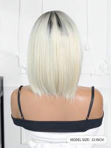 FIVE STARS Elegant Mid-Length Straight Wig With Bangs - Rose Net Cap, Heat-Resistant Synthetic Fiber, Wigs For Women,For Daily,Party,Cosplay,Halloween HOT - Multicolor - View 8