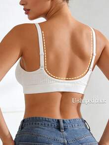 3pcs Women's Backless Bra, Casual Comfortable Wireless Bra With Wavy Ruffle Trim, Removable Padding Lingerie Bra - Multicolor - View 3