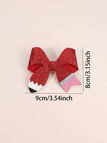 2 pièces Pinces à cheveux nœud crayon pailleté rouge pour la rentrée scolaire pour filles, jolies barrettes, pinces alligator, premier jour d'école, accessoires capillaires décontractés pour tous les jours - Multicolore - Voir 6